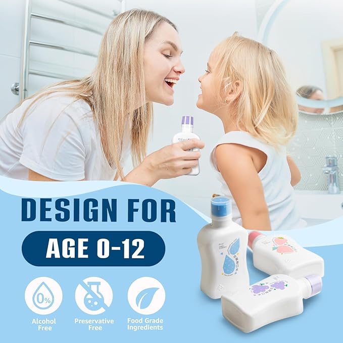 Mouthwash for Kids, Alcohol Fluoride Free New Generation P113+ Peptide Anti Cavity Mouth Rinse, 11.08 fl oz (Strawberry)