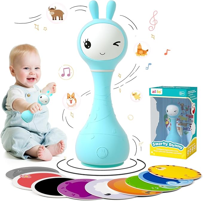 alilo Smarty Bunny Baby Rattle Musical Light Up Toys, Infants Newborns Baby Toys 0-3-6-12-18-24 Months 1 Year 4 Music 9 Color