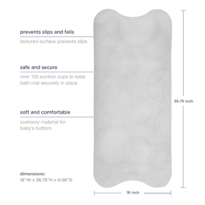 Ubbi Cushioned Non-Slip Bath Mat for Baby, Powerful Suction Cups