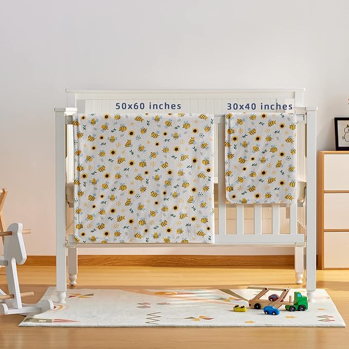 DaysU Silky Micro Soft Plush Baby Blankets Unisex with Print Animal Pattern and Soothing Raised Dots, Double Layer Bed Throws for Baby Crib 30x40 Inches