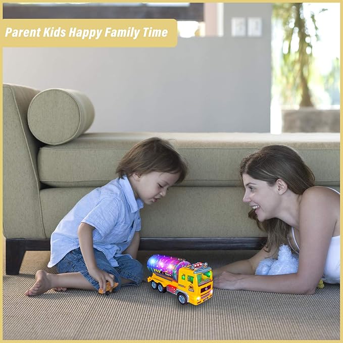 Truck Toys for 3-10 Year Old Boys, Electric Oil Tanker Toy Truck - with Bright Flashing 4D Lights & Real Sounds 3-12 Year