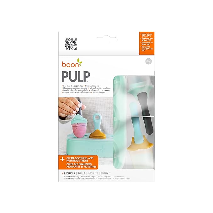 Boon PULP Silicone Feeder Freezer Tray ??Includes Silicone Tray and Lid with 2 PULP Silicone Baby Food Feeders