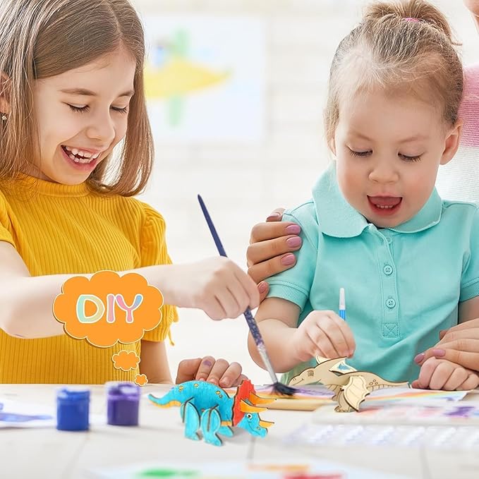 Valentines Day Gifts for Kids,24 Set 3D Puzzles Dinosaur DIY Painting Kit,Funny Dino Valentine Exchange Cards for Boys Girls Toddler School Class Classroom Party Favors (24)