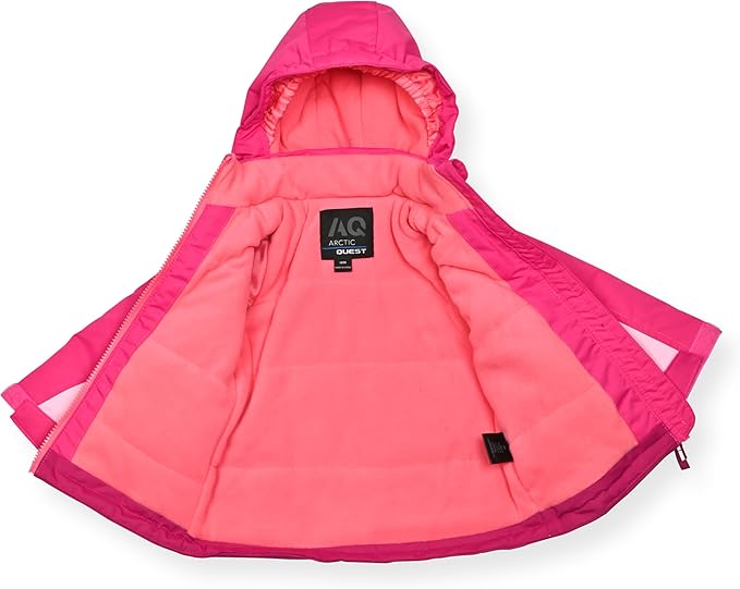Arctic Quest Little Girls Bib Snow Pants and Ski Jacket Water-Resistant Snowsuit For Kids Winter Jacket For Girls