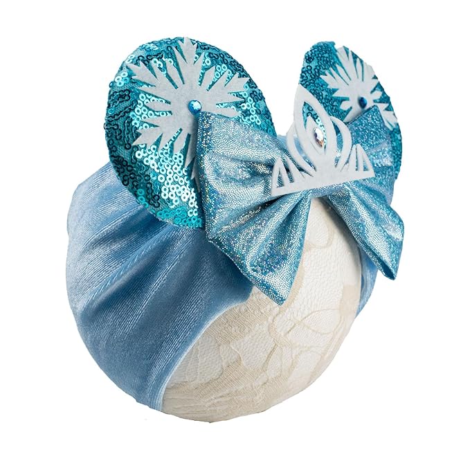 JIAHANG Baby Girl Mouse Ears Turban Headwrap with Sequin Bows, Wide Velvet Hairband