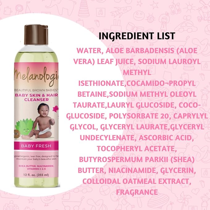 Beautiful Brown Babies Nourishing Gentle Baby Skin and Hair Cleanser, Sulfate- 12 oz