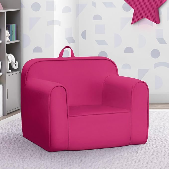 Delta Children Cozee Chair -Foam Kids Chair for Ages 18 Months and Up, Hot Pink