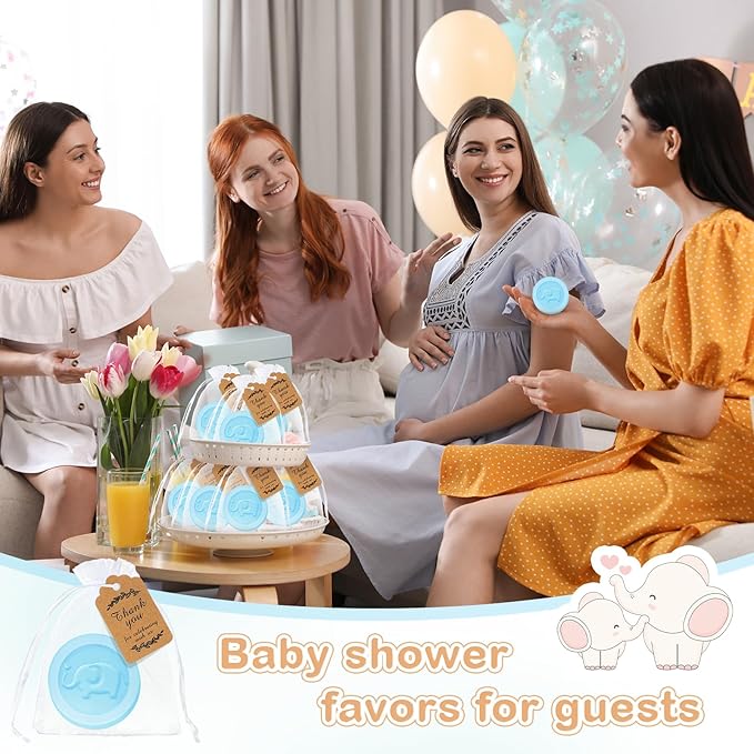 Roowest 50 Packs Mini Elephant Soap Baby Shower Favors 50 Bags 50 Thanks