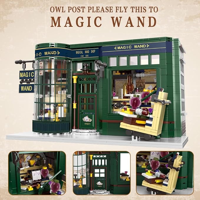 Post Shop Building Block Set,Handmade Mini Modern Model House for Lover Friend Gift Building Block Model for Kids Adults Boys Girls Age 8+,1420pcs