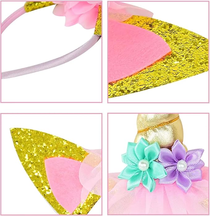 Unicorn Horn Headband Glitter Cute Unicorn Hairband Birthday Party Halloween