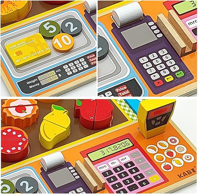 Wooden Play Food Sets for Kids Ice Cream Toys Pretend Food Accessories Early Education Toys for 3+ Years Old Girls and Boys Gifts (Fruit Shop)