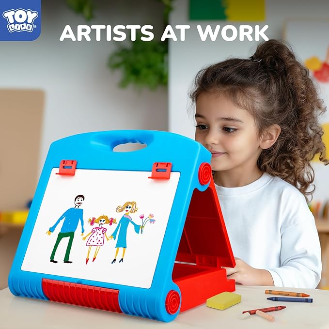 STEAM Life Tabletop Easel for Kids Art Easel for Kids 3 4 5 Toddler Art Easel Board for Kids Chalkboard White Board for Kids Easel Set Dry Erase Board Portable Desktop Easel Painting Easel for Kids