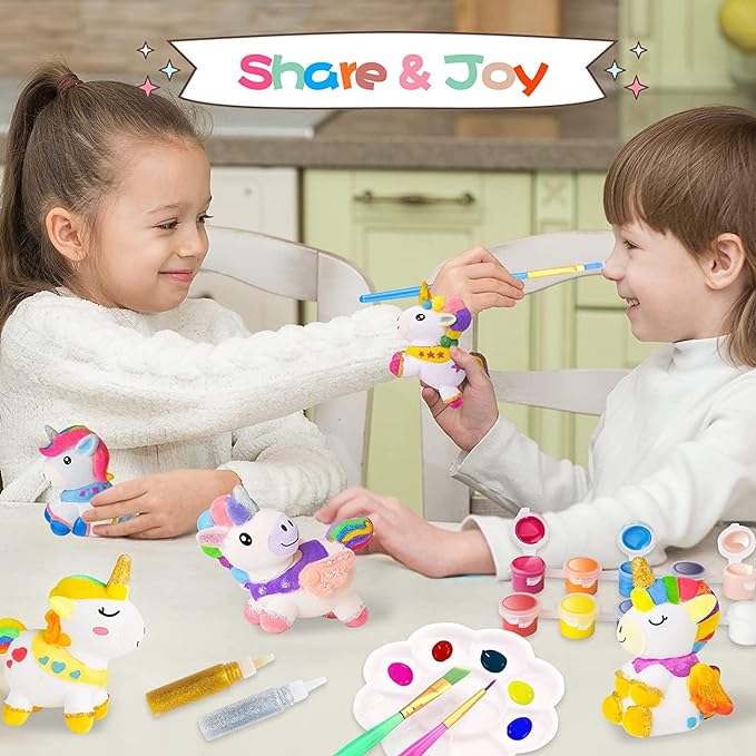 SpringFlower Unicorn Gift Toys for 3 4 5 6 7 8 Years Old Girls - Unicorn Arts and Crafts Painting kit Including 8 Cute Looking Unicorn Figures, DIY Creative Christmas Gift for Kids