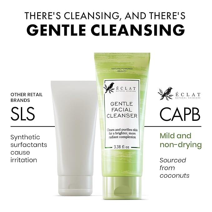 Gentle Facial Cleanser - Green Tea Face Wash + Aloe Vera, Vitamin C & E