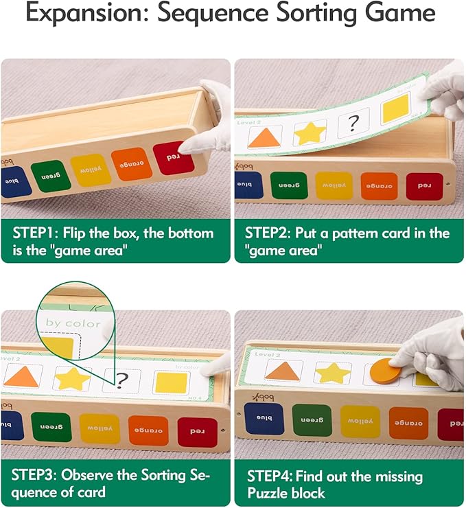 Boby Montessori Sorting Toys for Toddlers 1-3 Year Old, Wooden Color & Shape Sorter Box for Boy Girl Kids Birthday Gifts, Toddler Sensory Learning & Education Toys Age 1-2-3-4 Baby 12-18 Months