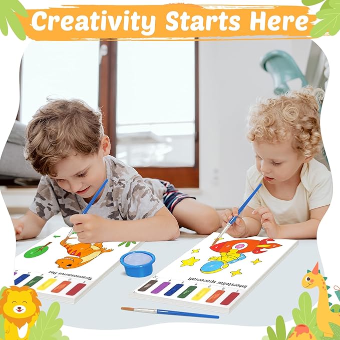 Water Coloring Books for Toddlers - Easter Basket Stuffers Watercolor Paint Book Drawing Art Paper for Kids Mess Free Craft Supplies kit Toy for Age 3 4 5 6 Valentines Birthday Gift(Planet,Dinasour)