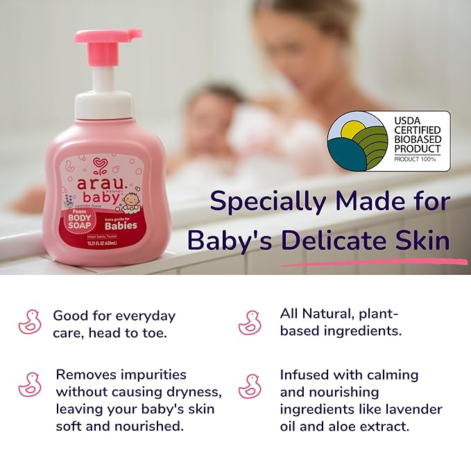 Foam Body Soap - Gentle for Delicate Skin, Head to Toe (15.21 fl 3)