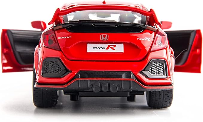 Compatible for 1:32 Diecasting Alloy Honda Civic Type-R Car Model Toy Car,Pull Back Alloy Car with Lights and Sound, Open Door Cars for Kids Ages 3-5