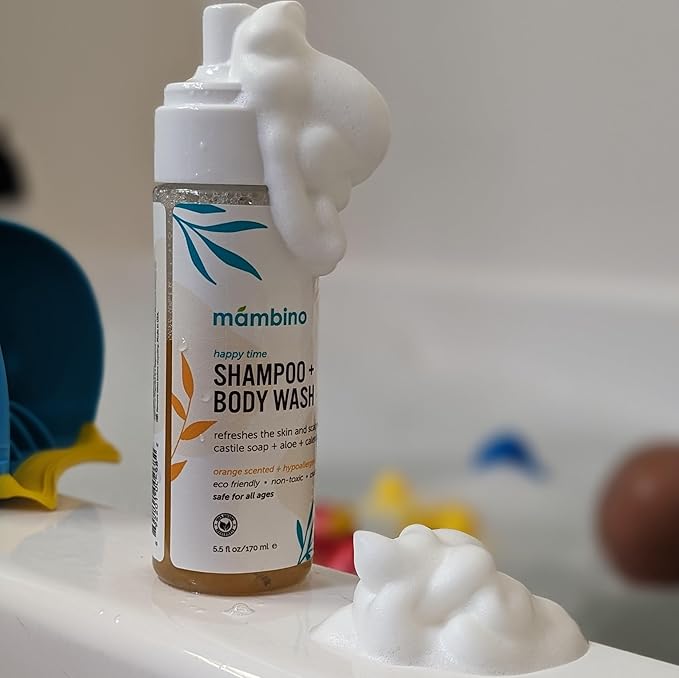 Mambino Organics Soothe Me Shampoo & Body Wash for Kids - Hypoallergenic, Plant-Based 5.5floz