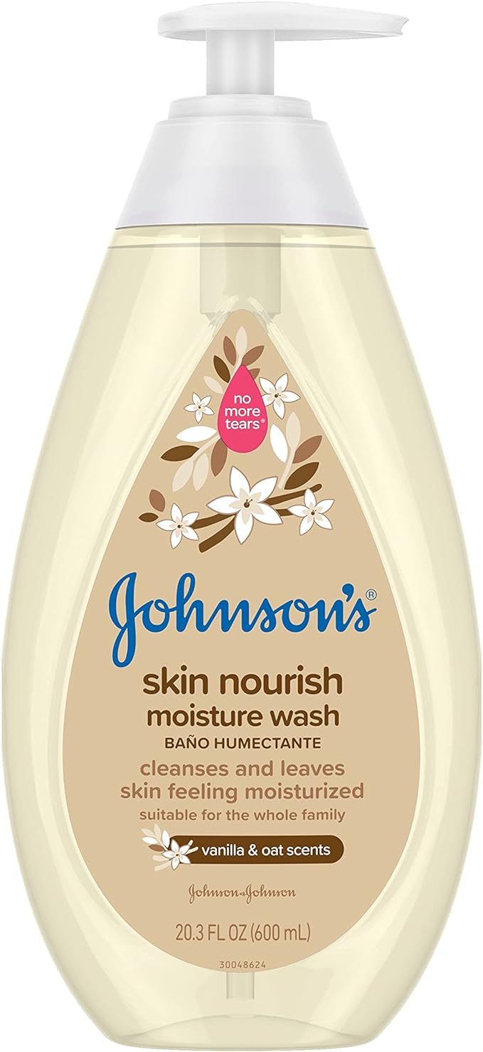Johnson's Skin Nourishing Moisture Baby Body Wash With Vanilla & Oat Scents, Hypoallergenic & Tear Free Baby Bath Wash 20.3 fl.