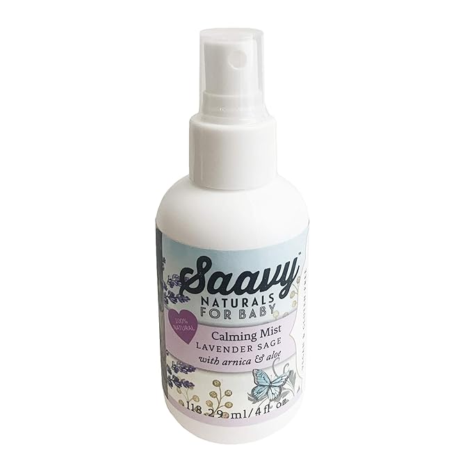 Saavy Naturals Organic Lavender Sage Baby Calming Mist with Aloe Vera and Arnica, Gentle Skin Care for Infants - 4oz 2 Pack