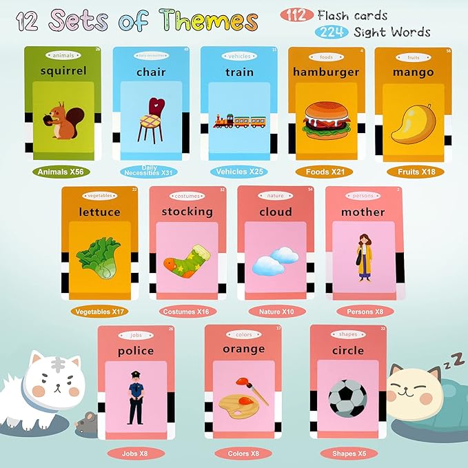 Toddler Learning Toys for 2 3 4 5 6 Year Old Girls Boys: Talking Flash Cards Speech Therapy Toys Autism Toys Preschool Educational Toys Games 224 Sight Words Kids Brithday Gifts
