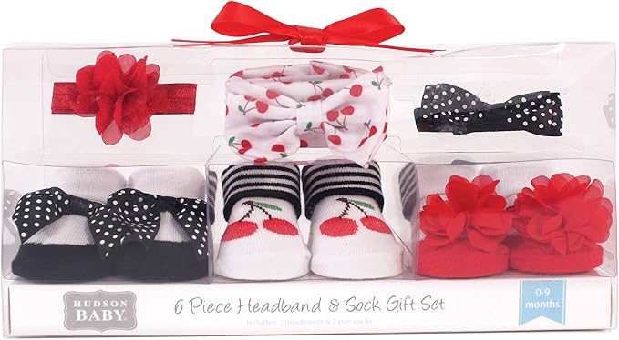 Hudson Baby Girl's Headband and Socks Giftset
