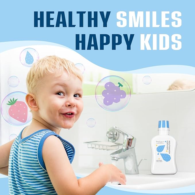 Mouthwash for Kids, Alcohol Fluoride Free New Generation P113+ Peptide Anti Cavity Mouth Rinse, 11.08 fl oz (Strawberry)