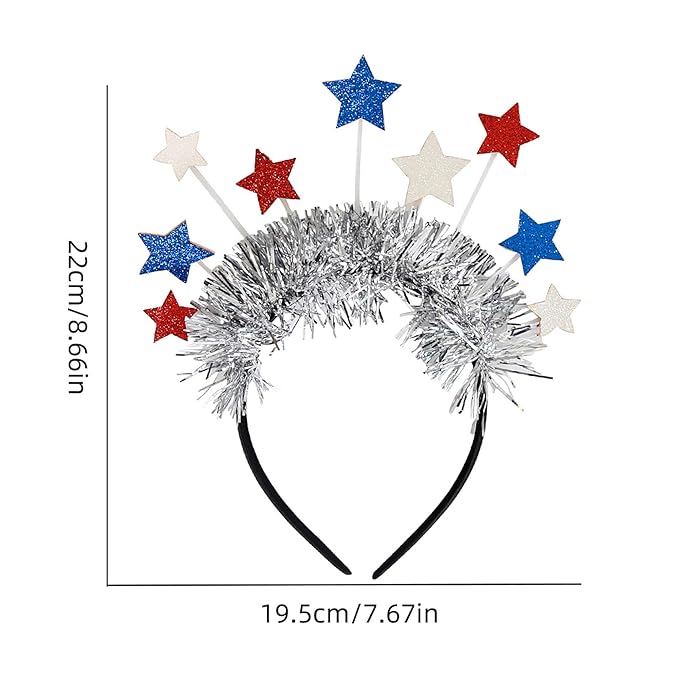 4th of July Decorations Headband - 1Pcs Glitter Red Blue