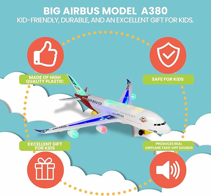 KIDSTHRILL Kids Airplane Toy, Bump & Go Technology 3 4 5 6 7 8 9 10 11 12