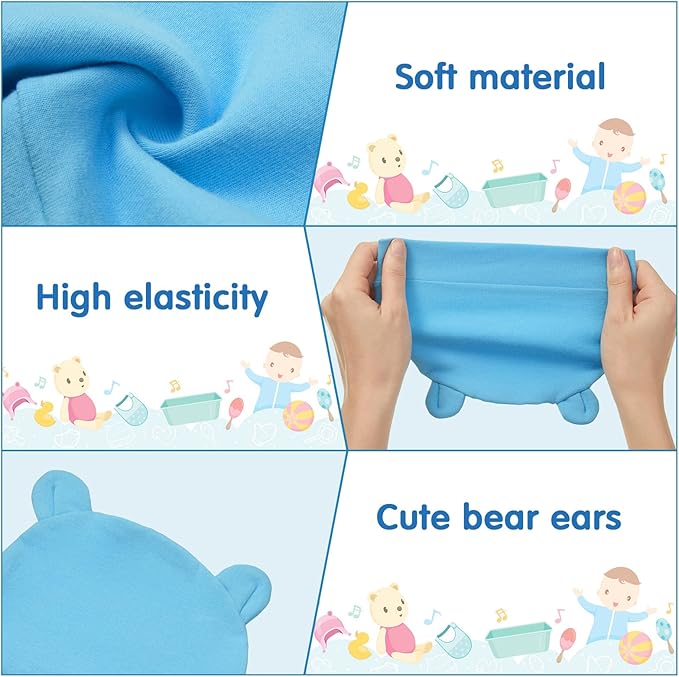 Geyoga 9 Pieces Newborn Baby Hat Bear Ears Infant Caps 2 Ears