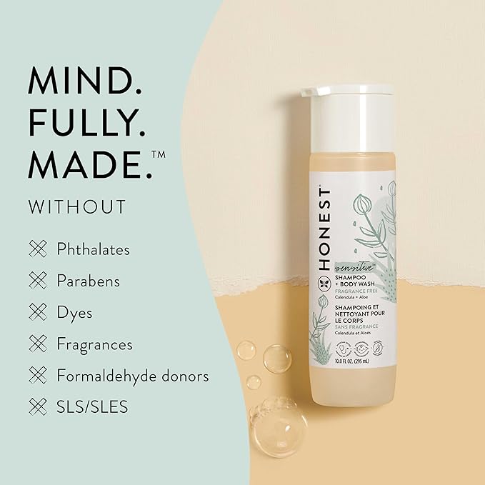The Honest Company 2-in-1 Cleansing Shampoo + Body Wash | Gentle for Baby 10 fl