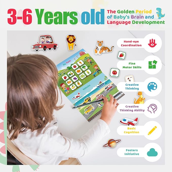 Proschool Learning Toys for Kid - Educational Busy Book Activities, Montessori Toys Activity Book,Sensory Toy,Toddler Quiet Books,Toddler Girl&Boy Toys for Age 3 4 5 Year Old Tracing Coloring Book