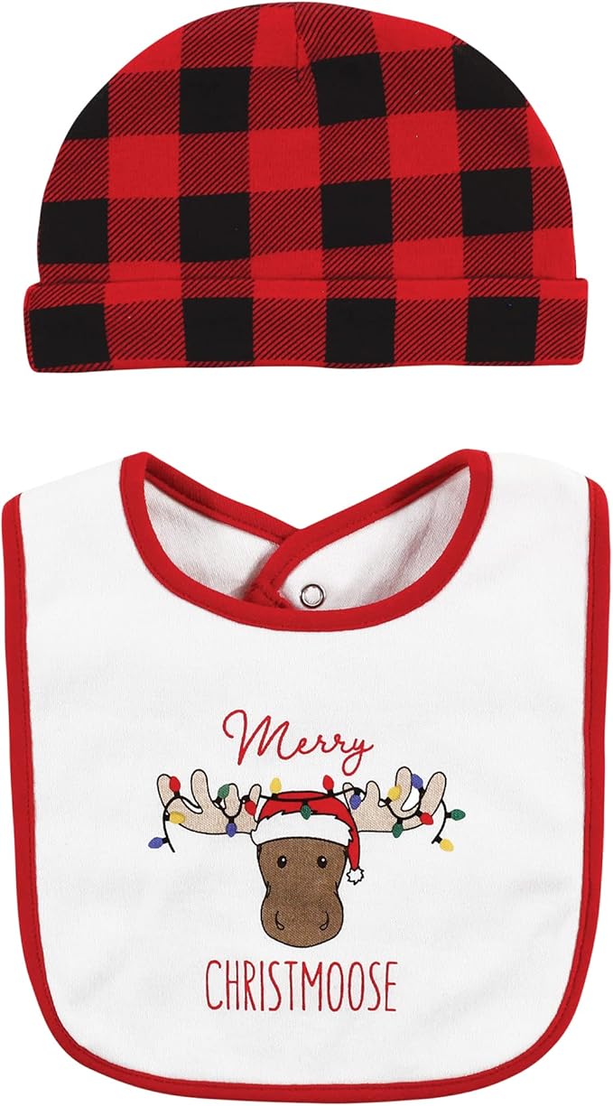 Hudson Baby Unisex BabyCotton Bib and Headband or Caps Set