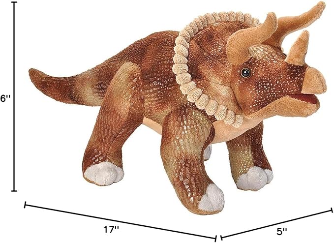 Wild Republic Triceratops Plush, Dinosaur Stuffed Animal, Plush Toy, Kids Gifts, Dinosauria 17 Inches
