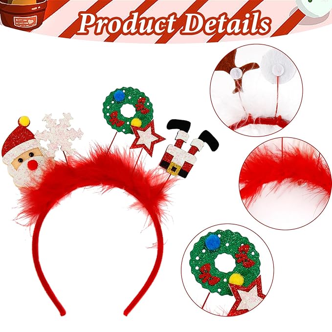 Christmas Headbands - 1Pcs Glitter Santa Claus Snowflake Star Thin