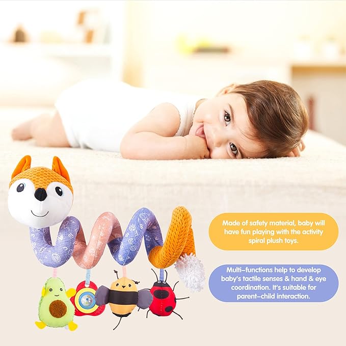 Infant Baby Orange Fox Spiral Plush Activity"
