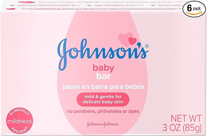 Johnson's Baby Body Soap Bar, Gentle for Baby Bath and Skin Care 3 oz 6)