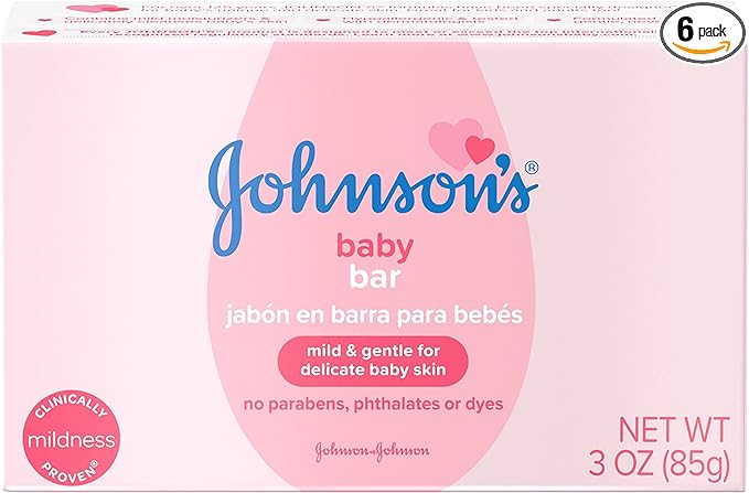 Johnson's Baby Body Soap Bar, Gentle for Baby Bath and Skin Care 3 oz 6)