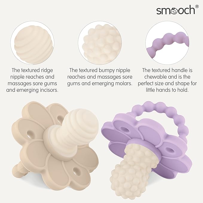 Soothipop Silicone Pacifier Teething Toys for Babies 0-6 Months 12, 18 Months - (2 Pack) Pacifier Shaped Baby Teether