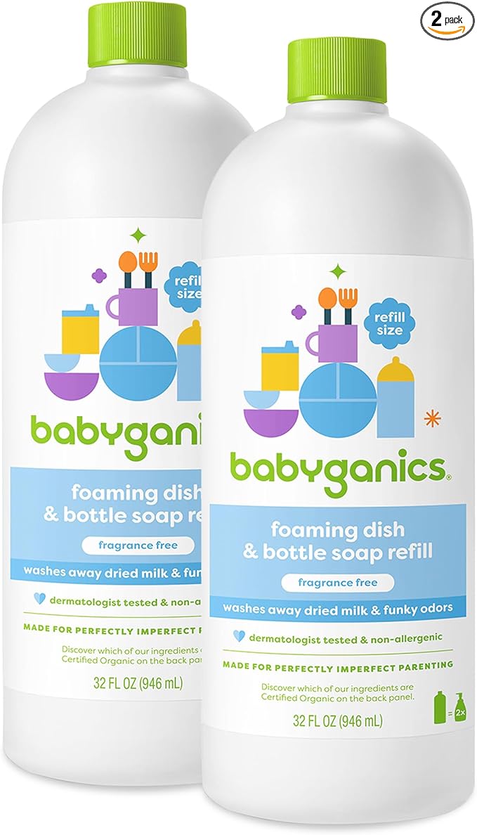 Babyganics Foaming Dish & Bottle Soap, Fragrance Free 32 Fl 2), Packaging