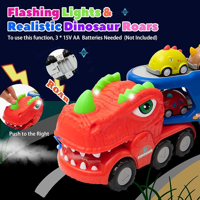 Dinosaur Truck Toys, 9 in 1 Dinosaur Trucks 8 Pull 3+ Year