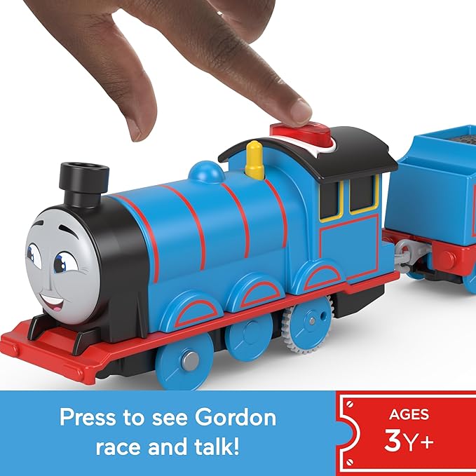 Thomas & Friends Motorized Toy Train Talking Gordon Battery-Powered Engine with Sounds & Phrases for Pretend Play Preschool Kids Ages 3+ Years