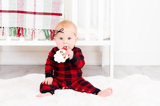 Pearhead Christmas Santa Silicone Baby Teether, Holiday Stocking Stuffers for Newborns