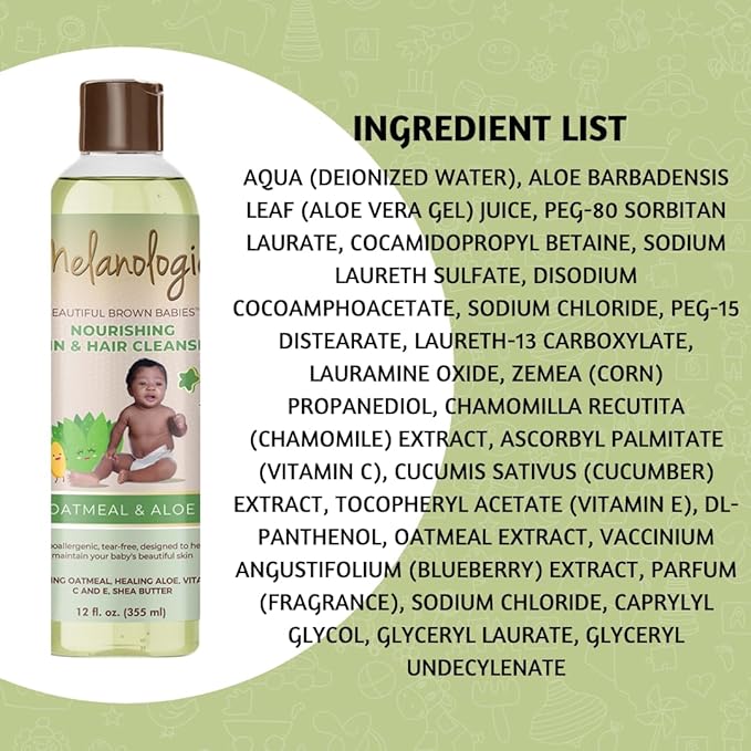 Beautiful Brown Babies Nourishing Gentle Baby Skin and Hair Cleanser, Sulfate- 12 oz