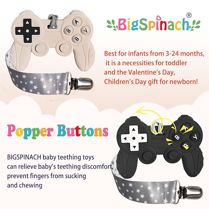 Baby Video Game Controller Teether Toy Funny Baby Teething Toys for Babies Gamer Controller(Blue)