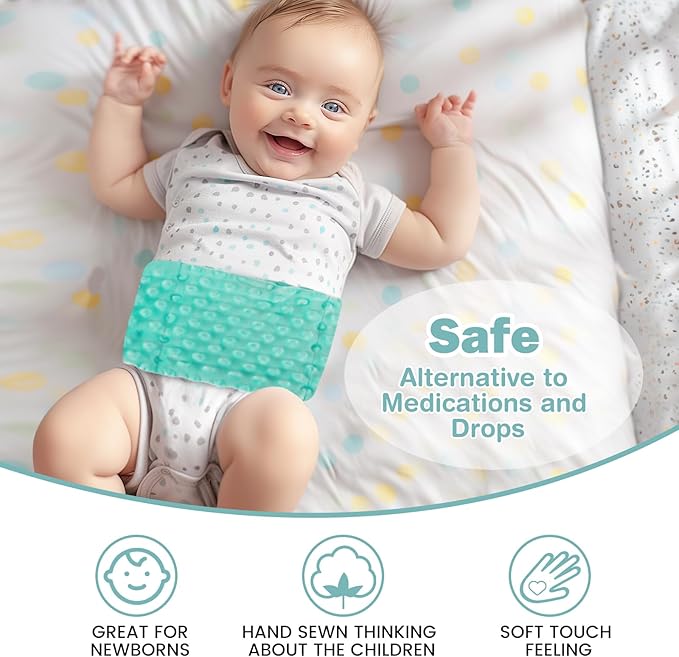 Baby Belly Band for Gas and Colic Relief, Flaxseed Baby Heated Tummy Wrap for Infants Colic Calm