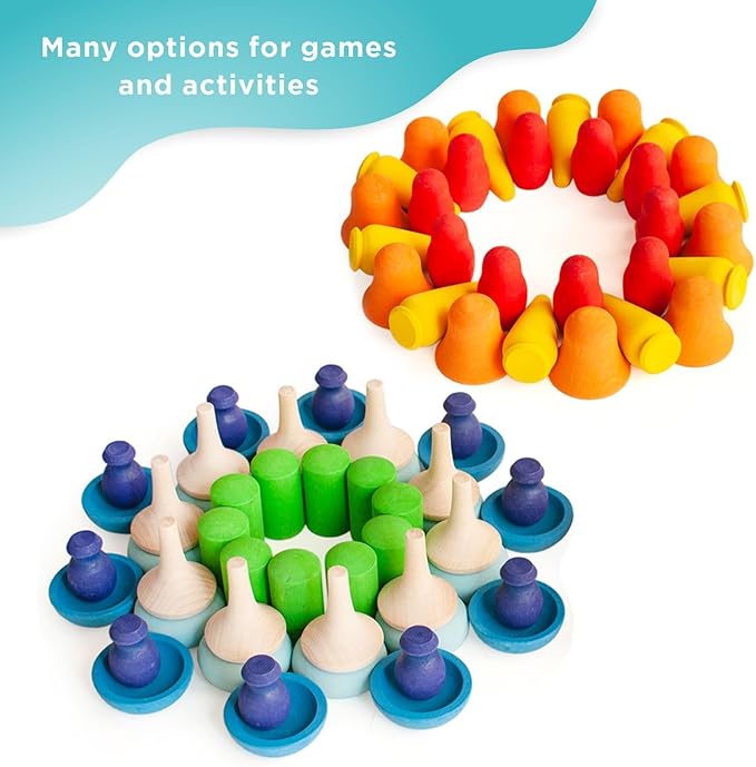 Ulanik Mandala Rainbow Patterns Toddler Montessori Toys for 3 Year Old + Wooden Building Set Matching Game for Learning Color Sorting & Counting β 80 Figurines