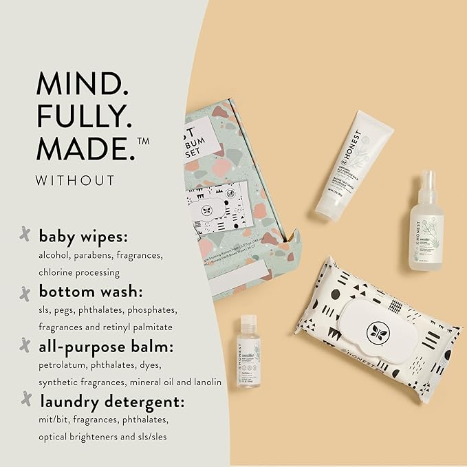 The Honest Company Babe's First Mess Gift Set | Fragrance Free Newborn Essentials 99% Water