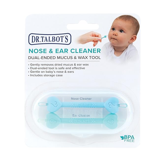 Dr. Talbot?s Baby Safe Nose and Ear Cleaner Set with Hygienic Travel Case, Gentle Dual-Ended Easy Mucus and Wax Remover Tool 2 Pack,